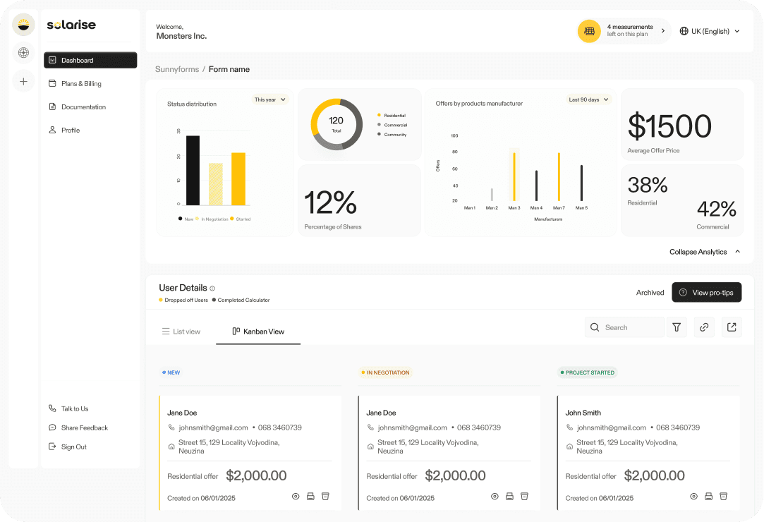 Solarise Admin panel